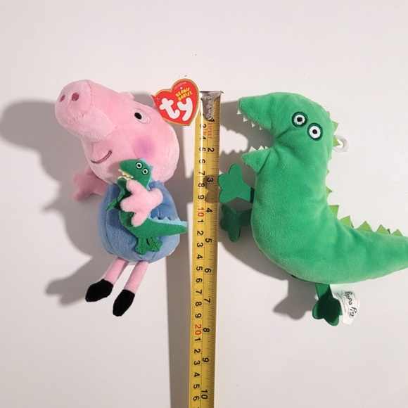 Peppa Pig George and Dinosaur Beanie Small Plush Lot - Picture 6 of 6